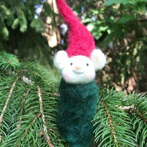 Needle felted handmade Christmas Mouse Elf